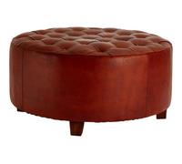 Premier Housewares Interiors By Premier Elegant Design Round Buttoned Stool, Leather Upholstered Modern Bar Stool, Button Tufted Luxury Bar Stool