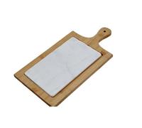 Premier Housewares Interiors By Premier Elegant White Marble And Bamboo Cheese Board, Versatile Chopping Board, Stylish Chopping Board For Kitchen