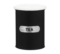 Premier Housewares Interiors By Premier Functional Design Black Enamel Tea Canister, Chic Design Metal Canister, Durable Stainless Steel Canister