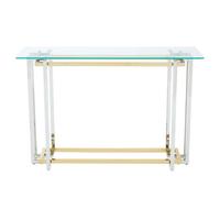Premier Housewares Interiors By Premier Glass Top Console Table, Gold And Silver Luxury Console Table, Modern Style Console Table With Glass Top