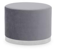 Premier Housewares Interiors By Premier Grey And Silver Round Footstool, Velvet Ottoman Footstool With Silver Base, Pouffe Footstool For Home