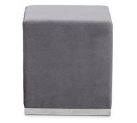 Premier Housewares Interiors By Premier Grey And Silver Square Footstool, Velvet Ottoman Footstool With Silver Base, Pouffe Footstool For Home