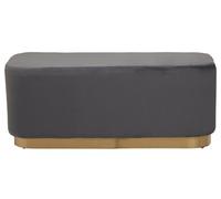 Premier Housewares Interiors By Premier Grey Rectangle Stool With Gold Base, Velvet Upholstered Makeup Stool, Pouffe Footstool With Modern Link