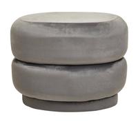 Premier Housewares Interiors By Premier Grey Velvet Round Footstool, Round Stool With Tufted Details, Pouffee With Decorative Round Design