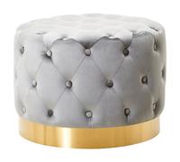 Premier Housewares Interiors By Premier Grey Velvet Stool With Matte Gold Finish Metal Base, Supportive & Easy Assemble Velvet Stool