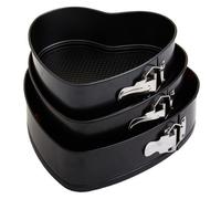 Premier Housewares Interiors By Premier Heart Shaped Cake Tin Set Of 3, Non-Stick Springform Tins For Baking Romantic Cakes, Durable Carbon Steel