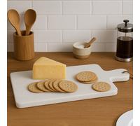 Marmore Curved Handle Marble Paddle Board Premier Housewares White One Size