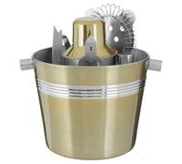 Premier Housewares Interiors By Premier Luxe 7Pc Brushed Gold Bar Set, Luxury Cocktail Shaker And Bartender Tools Kit, Stylish Martini Shaker Set