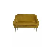 Premier Housewares Interiors By Premier Luxurious Mustard Velvet Sofa For Sitting Areas, Spacious 2 Seater Sofa , Mid-Century Sofa For Bedrooms