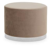 Premier Housewares Interiors By Premier Mink And Silver Round Footstool, Velvet Ottoman Footstool With Silver Base, Pouffe Footstool For Home