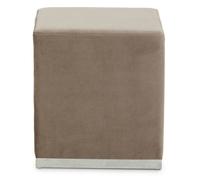 Premier Housewares Interiors By Premier Mink And Silver Square Footstool, Velvet Ottoman Footstool With Silver Base, Pouffe Footstool For Home