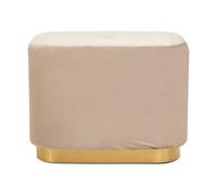 Premier Housewares Interiors By Premier Mink Square Stool With Gold Base, Velvet Upholstered Makeup Stool, Pouffe Footstool With Modern Link