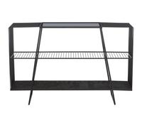 Premier Housewares Interiors By Premier Modern Three Tier Grey Glass Top Console Table With Spacious Storage, Black Console Table For Living Room