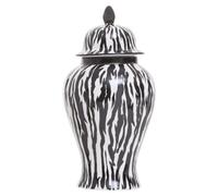 Premier Housewares Interiors By Premier Monochrome Large Ceramic Jar, Elegant Urn Shape Decorative Storage Jar With Lid, Smooth Glazed Stoneware Vase