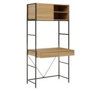 Premier Housewares Interiors By Premier Natural Oak Effect Shelf Unit, Sturdy And Stable Narrow Shelving Unit, Easily Maintained Work Space
