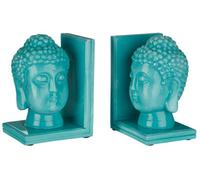 Premier Housewares Interiors By Premier Piper Set Of Turquoise Buddha Head Bookends
