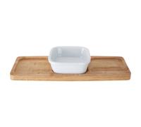Premier Housewares Interiors By Premier Practical Design Bamboo Snack Tray With White Dipping Bowl, Stylish Snack Tray, Eco Friendly Snack Tray