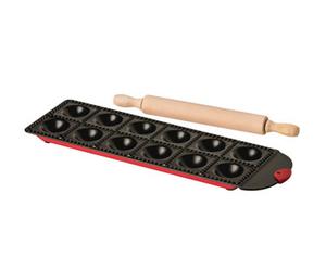Premier Housewares Interiors By Premier Premium Ravioli Tray With Rolling Pin, Non Stick Coated Tray Baking Rolling Pin, Multipurpose Ravioli Tray