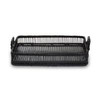 Premier Housewares Interiors By Premier Rustc Rectangular Black Rattan And Bamboo Tray