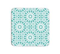 Premier Housewares Interiors By Premier Set Of Four Cork Coasters, Durable Heat-Resistant Table Mats With Blue And White Retro Floral Design
