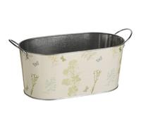 Premier Housewares Interiors By Premier Soft Floral Painted Oblong Pail, Rust-Resistant Garden Bucket, Outdoor Grow Bucket, Luxe Potting Container