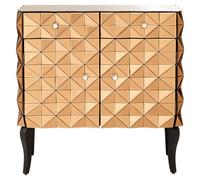 Premier Housewares Interiors By Premier Spacious Copper Finish Cabinet, Unique Geomatric Design Sideboard Cabinet, Versatile Wooden Shelving Unit