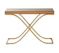 Premier Housewares Interiors By Premier Spacious Gold Finished Decorative Table For Hallways, Modern Rectangular Console Table With Brown Glass Top