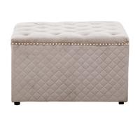 Premier Housewares Interiors By Premier Square Mink Velvet Ottoman, Button Tufted Upholstery With Stud Detailing, Plush Padded Seat With Side Tufting