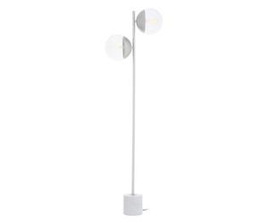 Premier Housewares Interiors By Premier Sturdy Chrome Finish 2 Light Floor Lamp, Minimalist Bedroom Lamp, Double Glass Globe Tall Lamp On Floor