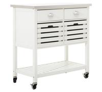 Premier Housewares Interiors By Premier Sturdy Cream Kitchen Trolley, Contemporary Kitchen Trolley For Entertaining Guests, Versatile Storge Trolley