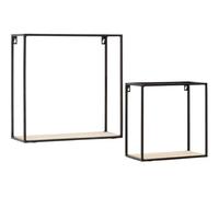 Premier Housewares Wall Mounted Floating Shelf for Kitchen, Living, Bed & Bath Room, Wooden, w40 x d14 x h40cm, Set of 2 - Brixton