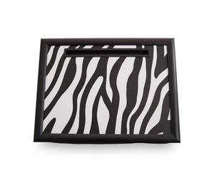 Premier Housewares Interiors By Premier Stylish Mono Zebra Lap Tray With Ipad Holder, Cushioned Base Tray For Bedroom, Raised Rim Kitchen Tray