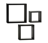 Premier Housewares Interiors By Premier Stylish Set Of Three Black Wall Cubes, Functional Box Shelves For Wall, Durable Wall Storage For Livingroom