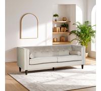 Premier Housewares Interiors By Premier Velvet Uphoplstered 3 Seat Velvet Sofa, Durable Three Seater Sofa, Versatile Button Tufted Sofa in Brown Premier Housewares Brown