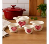 Premier Housewares Dolomite Heart Measuring Cups, Red/Cream, Set of 4