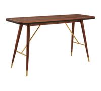 Premier Housewares Interiors By Premier Walnut Wood Console Table With Leather Trim, Modern Retro Entryway Table With Brass Accents, Console Table