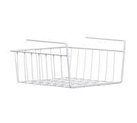 Premier Housewares Interiors By Premier White Under Shelf Small Storage Basket, Compact Wire Organizer For Maximising Shelf Space, Durable