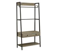 Interiors By PH Storage Unit with Hanging Rail Dark Brown Frame, Grey