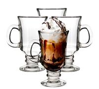 Premier Housewares Irish Coffee Glasses | Exceptionally Crafted Sturdy Latte Glasses | Elegant Curved Rims Of Glass Mugs | Easily Maintained Glass