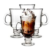 Premier Housewares Irish Coffee Glasses | Exceptionally Crafted Sturdy Latte Glasses | Elegant Curved Rims Of Glass Mugs | Easily Maintained Glass Mugs For Hot Drinks With Handles