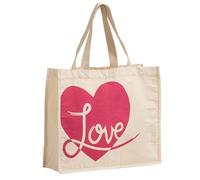 Premier Housewares Jade Love Reusable Shopping Tote Bag, Eco-Friendly Canvas Design