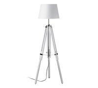 Premier Housewares Jasper White Wood Floor Lamp with EU Plug