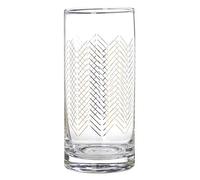 Premier Housewares Jazz Highball Glasses, Gold, 7 x 7 x 15 cm, Set of 4