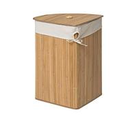 Orsina Natural Bamboo Corner Laundry Hamper, Space-Saving Triangular Design With Lid And Cotton Lining