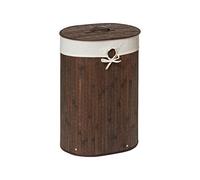 Premier Housewares Kankyo Bamboo Oval Laundry Hamper, Dark Brown