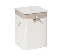 Premier Housewares Kankyo Bamboo Square Laundry Hamper, White, 35 x 35 x 50 cm