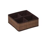 Premier Housewares Kankyo Bamboo Storage Box with 4 Sections, Dark Brown