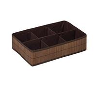 Premier Housewares Kankyo Bamboo Storage Box with 6 Sections, Dark Brown