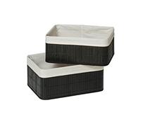 Premier Housewares Kankyo Bamboo Storage Boxes, Black, Set of 2