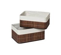 Premier Housewares Kankyo Bamboo Storage Boxes, Dark Brown, 30 x 40 x 18 cm